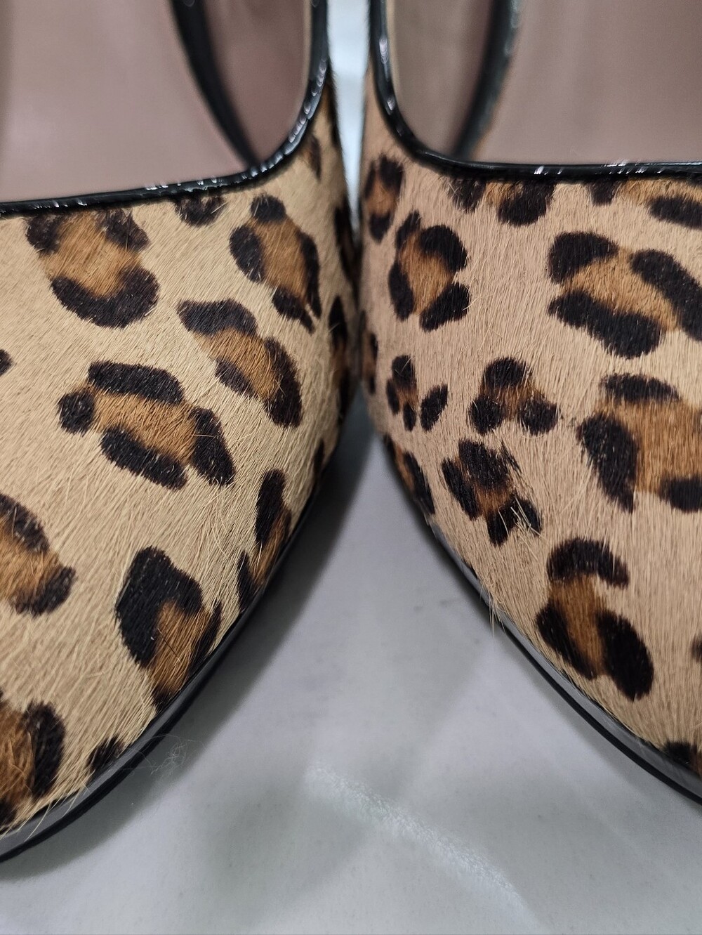 Franco Sarto Leopard Print Pumps with Black Patent Heel - Picture 8 of 11